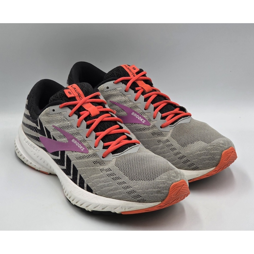 Brooks Launch 6 Womens 11 B Gray Black Running Athletic Sneakers 1202851B027